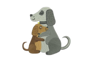 Adorable Dog and Puppy Embracing Design