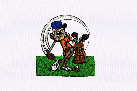 Charming Golf Playing Grandpa Embroidery