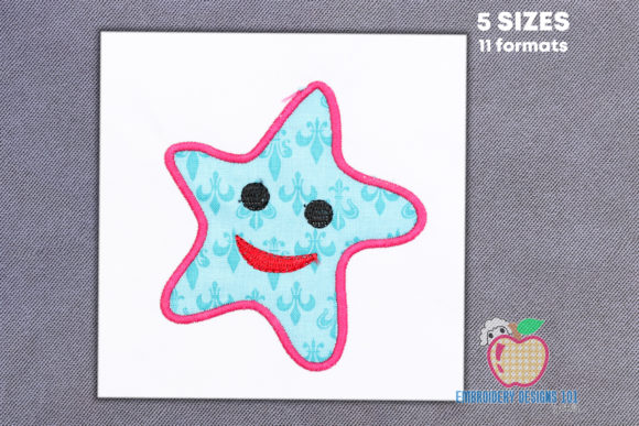 Charming Happy Starfish Design for Embroidery