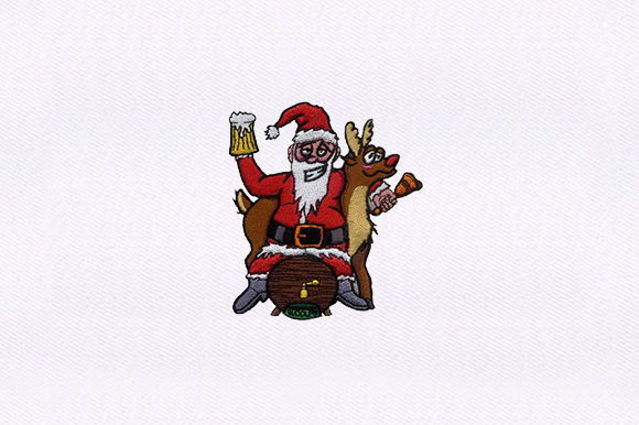 Charming Reindeer Santa Claus Embroidery Design