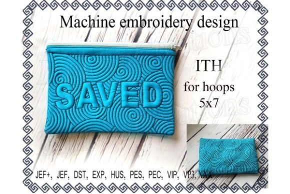 Cosmetic Bag in the Hoop - Saved: A Festive Embroidery Design