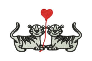 Cute and Charming Lover Tigers Embroidery Design