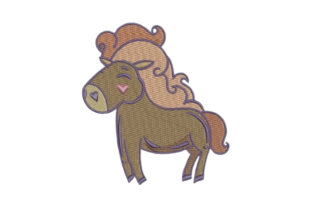 Cute and Friendly Horse Cartoon Embroidery