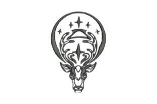 Deer in Gothic Style: A Festive Embroidery Design