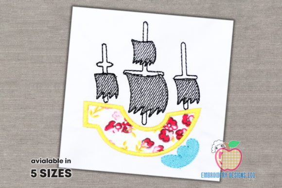 Embroidering the High Seas: Pirate Ship Applique