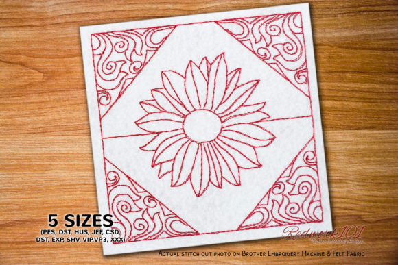 Floral Abstract Design Redwork for Holiday Gifts