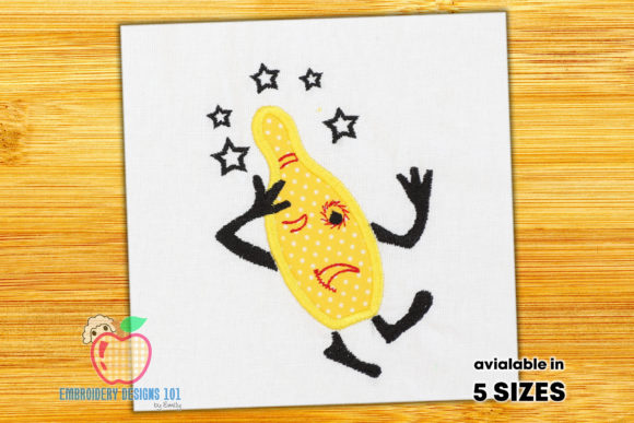 Funny Bowling Pin Applique: A Playful Embroidery Design