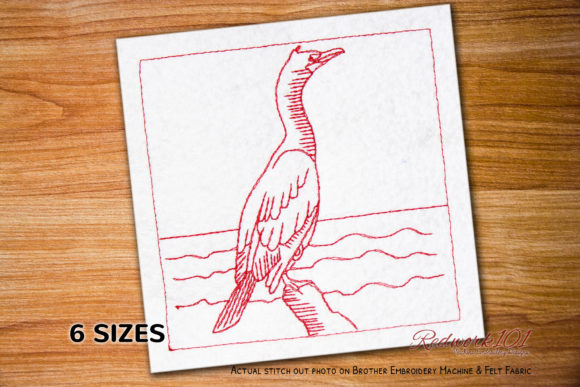 Great Black Cormorant Machine Embroidery