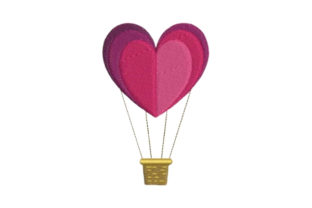 Heart-shaped Hot Air Balloon Embroidery Design