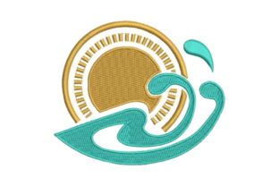 Sun and Waves: A Perfect Summer Embroidery Design